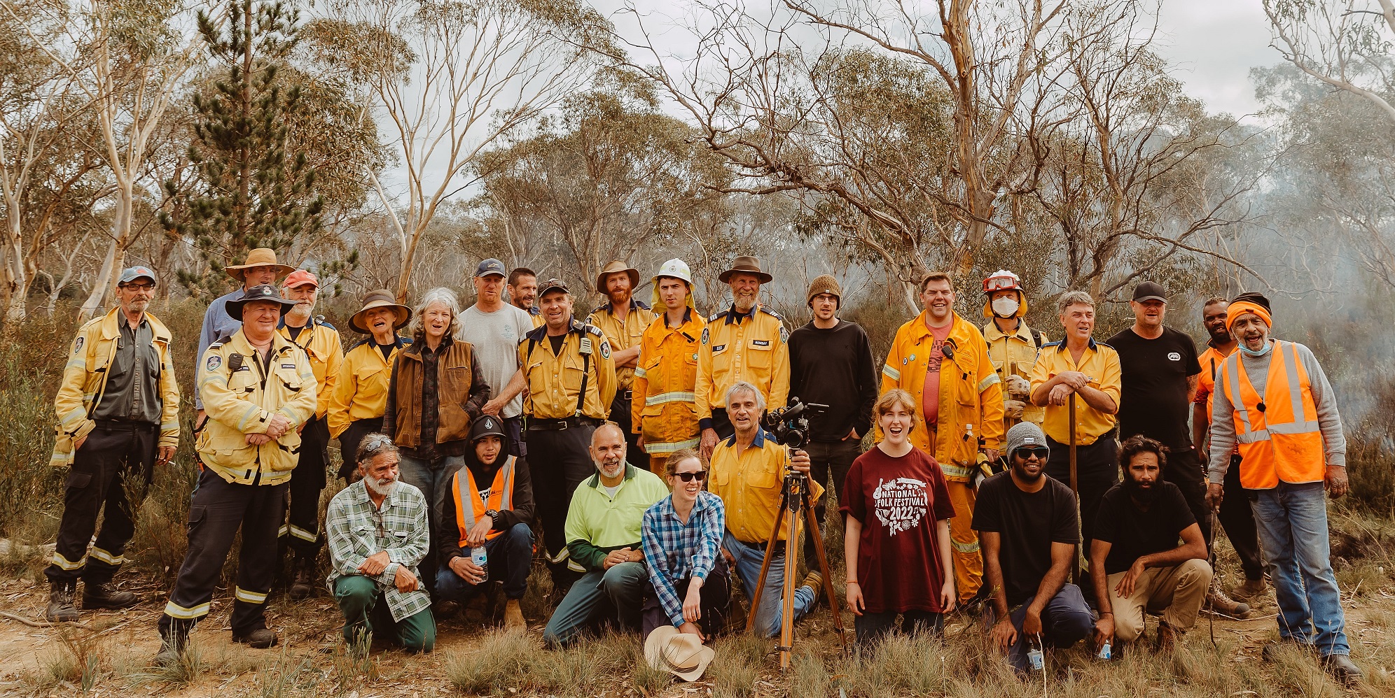 Group shot of workshop participants, including members of the South Coast NSW Aboriginal Elders, Bombay, Braidwood and Mongarlowe RFS, Upper Shoalhaven Landcare and a smattering of local landholders