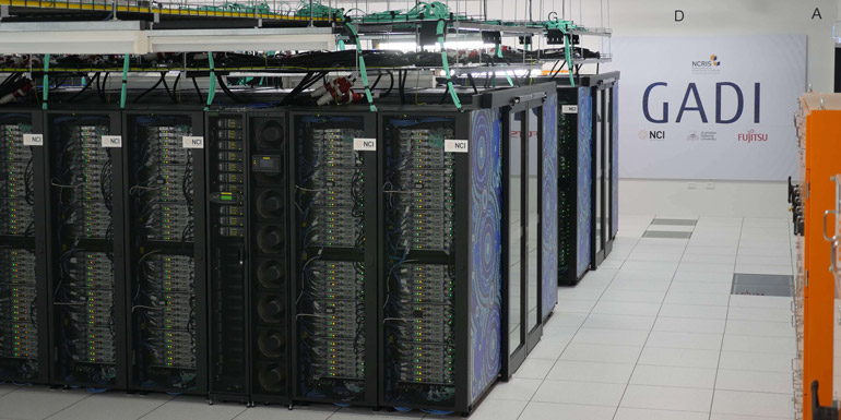 Gadi, a very large computer, also known as a supercomputer, at the National Computational Infrastructure Centre in Canberra, Australia