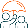 Drawing of 2 people under a single umbrella
