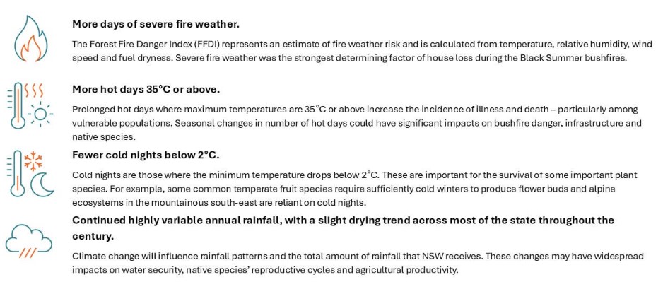 NARCliM2.0 overview of projections across 4 climate variables