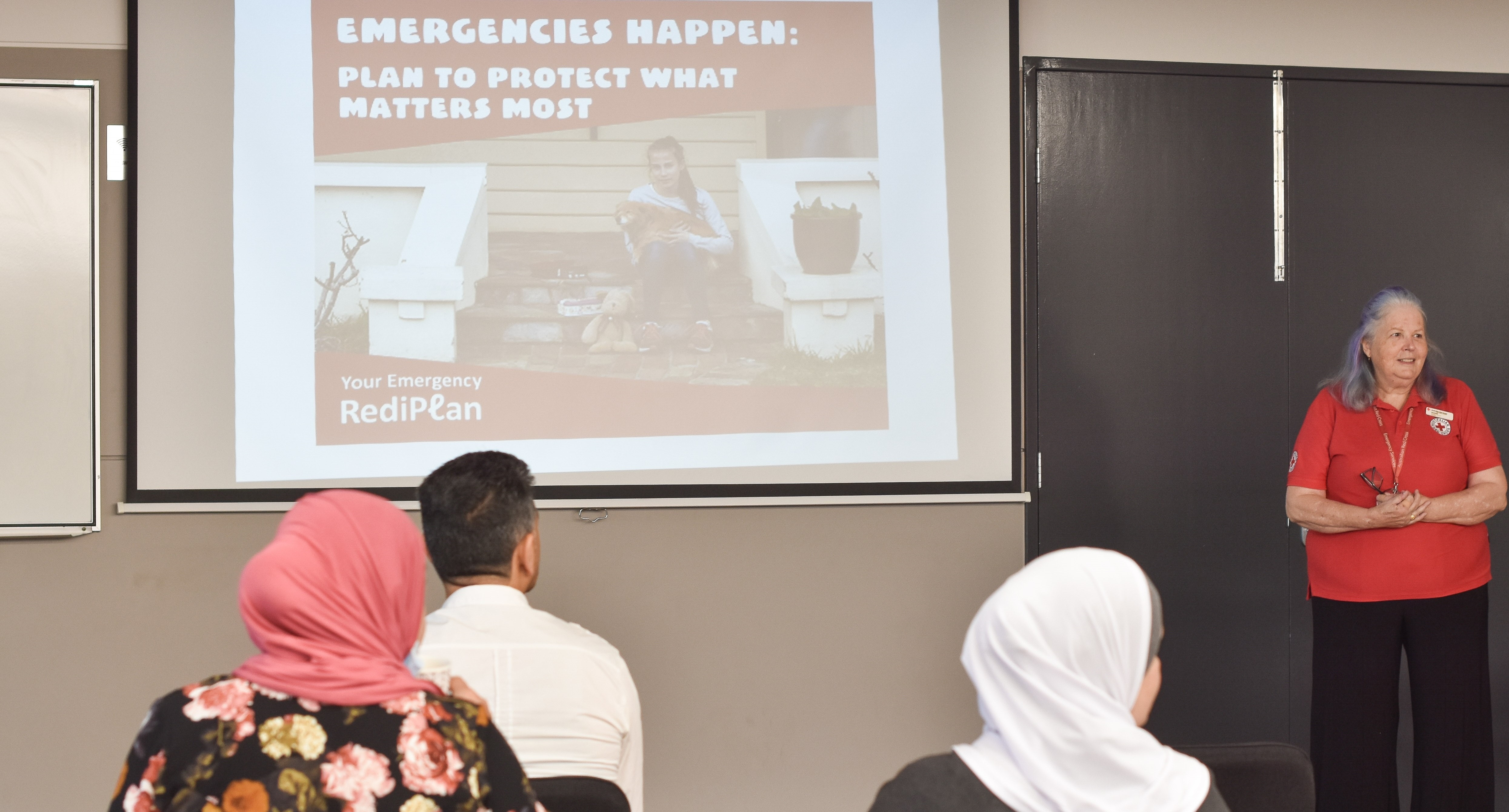 Red Cross Team Leader presenting at the Arabic Language Workshop
