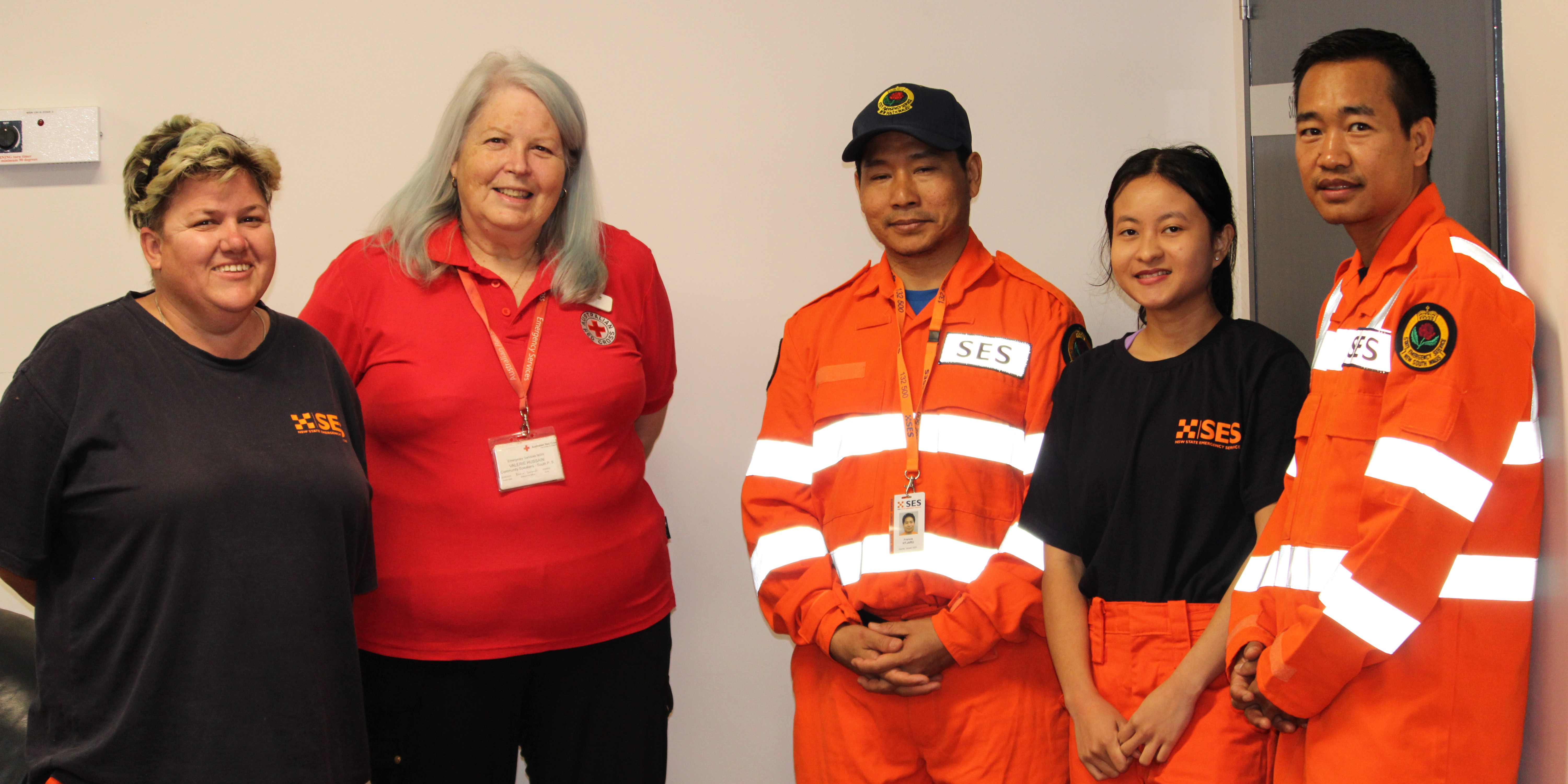 Group of five SES and Red Cross workers